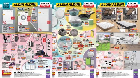 A101’de tatil yok! A101 2 Ocak aktüel ürünler listesi yayımlandı.