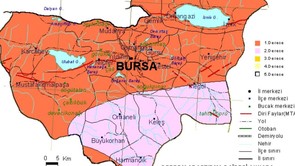 Bursa'daki fay hatları nerelerden geçiyor?