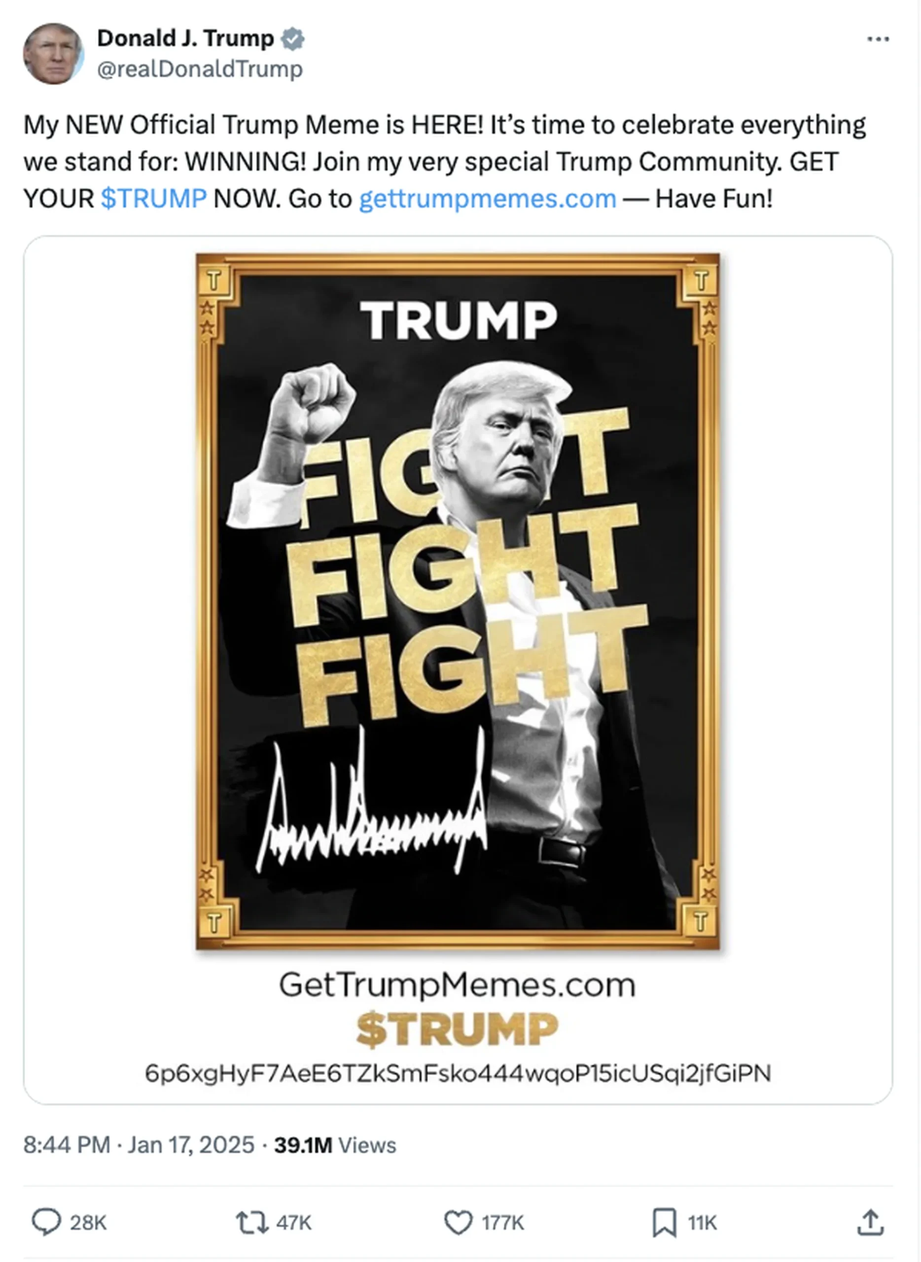 Trump, meme coin'i böyle duyurdu.