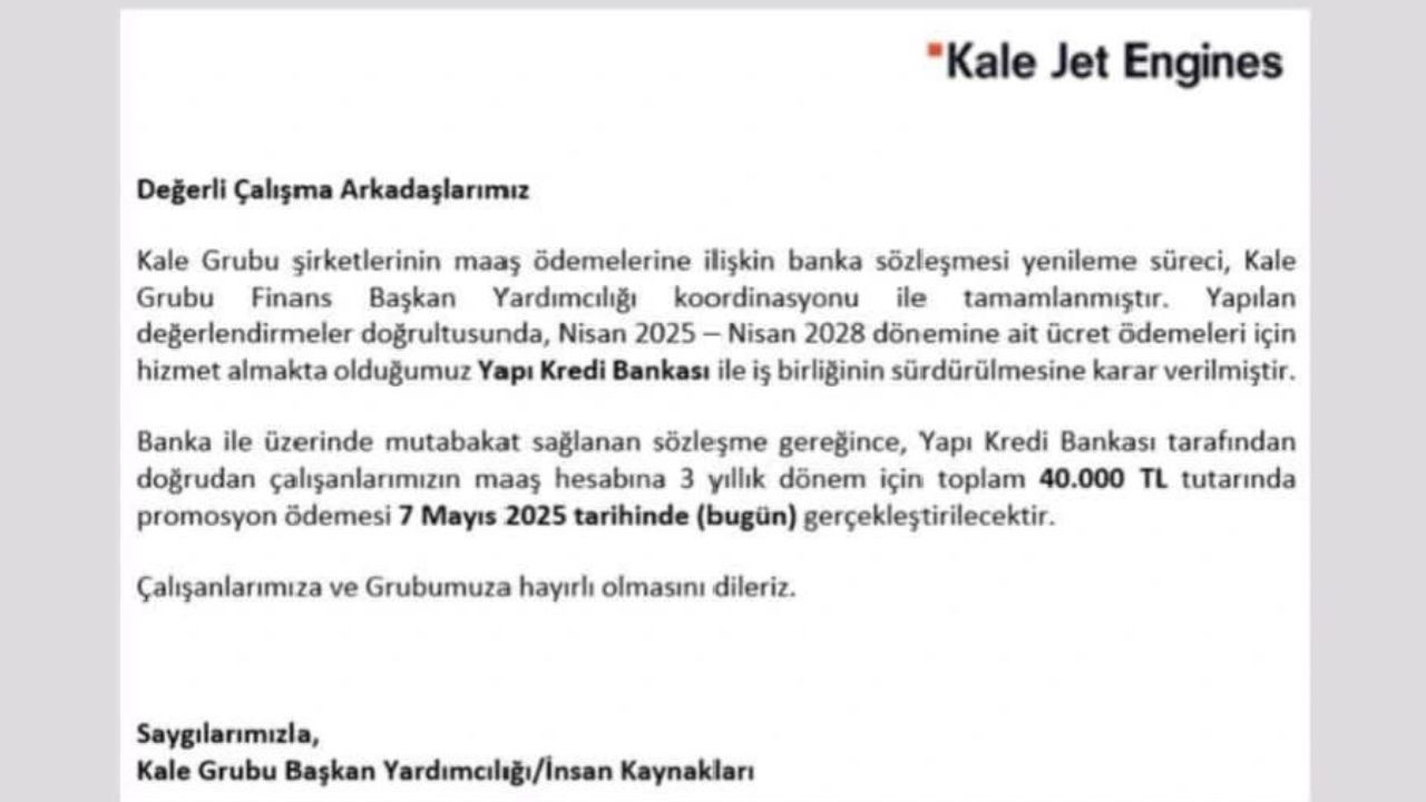 Kale Grubu, tüm çalışanlarına 40 bin liralık ödeme yaptı!